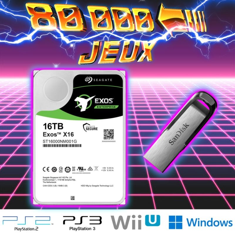 Disque dur Batocera 16To 80000 Jeux pour Retrobox 8 ou PC