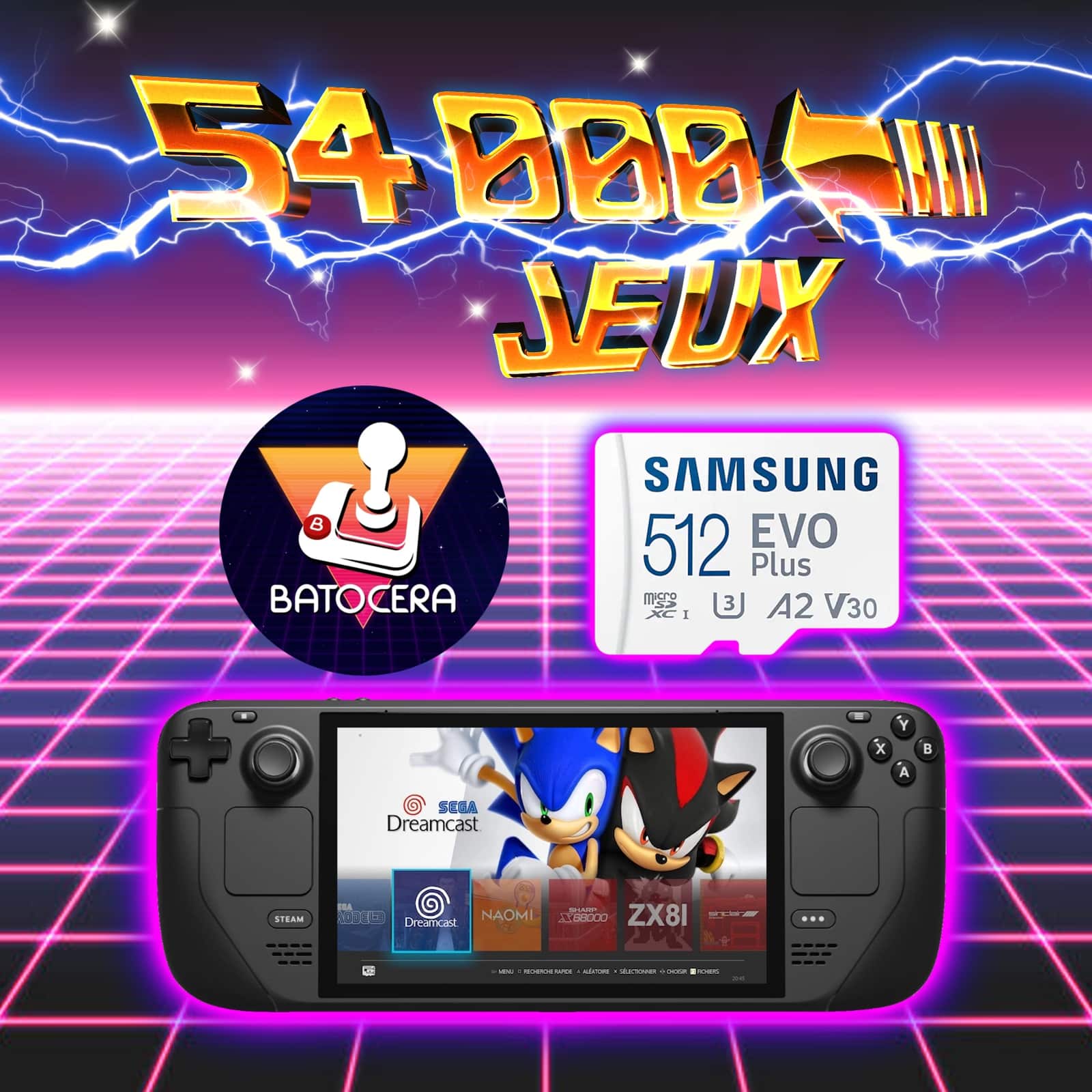 Carte Micro SD 512Go 54000 jeux pour Console Steam Deck